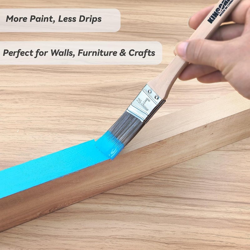KingOrigin King Origin 6 Pcs Paint Brushes, 1 Inch Angled Paint Brush - Wood Handle, Thick & Dense Bristles for Smooth Finish, Small Paint Brush for Painting Walls, Trim, Art & Craft - Image 5